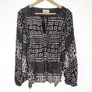 Ralph Lauren | Boho Peasant Tribal Print Blouse S